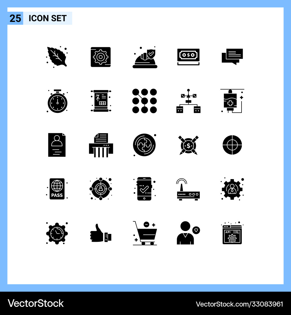 User interface pack 25 basic solid glyphs Vector Image