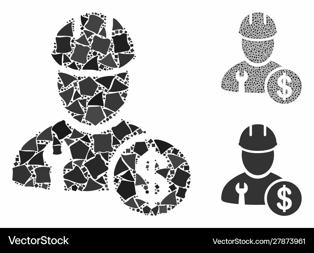 Worker salary mosaic icon humpy elements Worker salary mosaic icon humpy elements vector image
