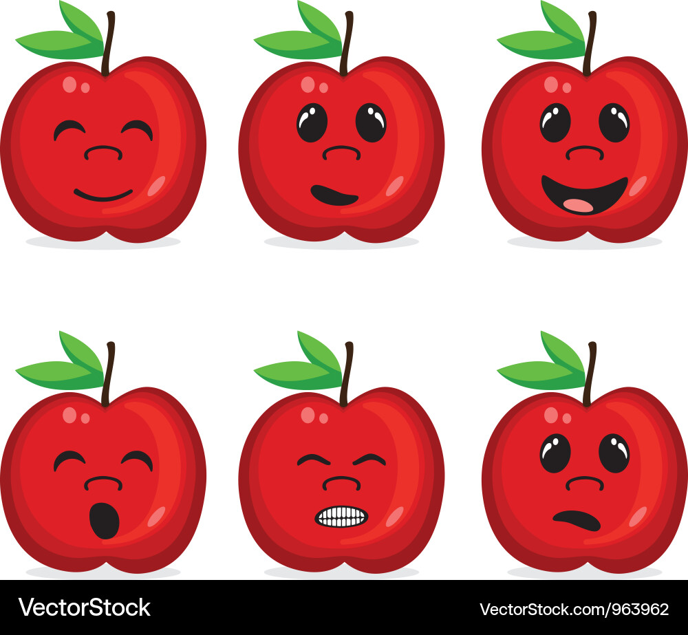 Cartoon Fruits with Faces Vector Image