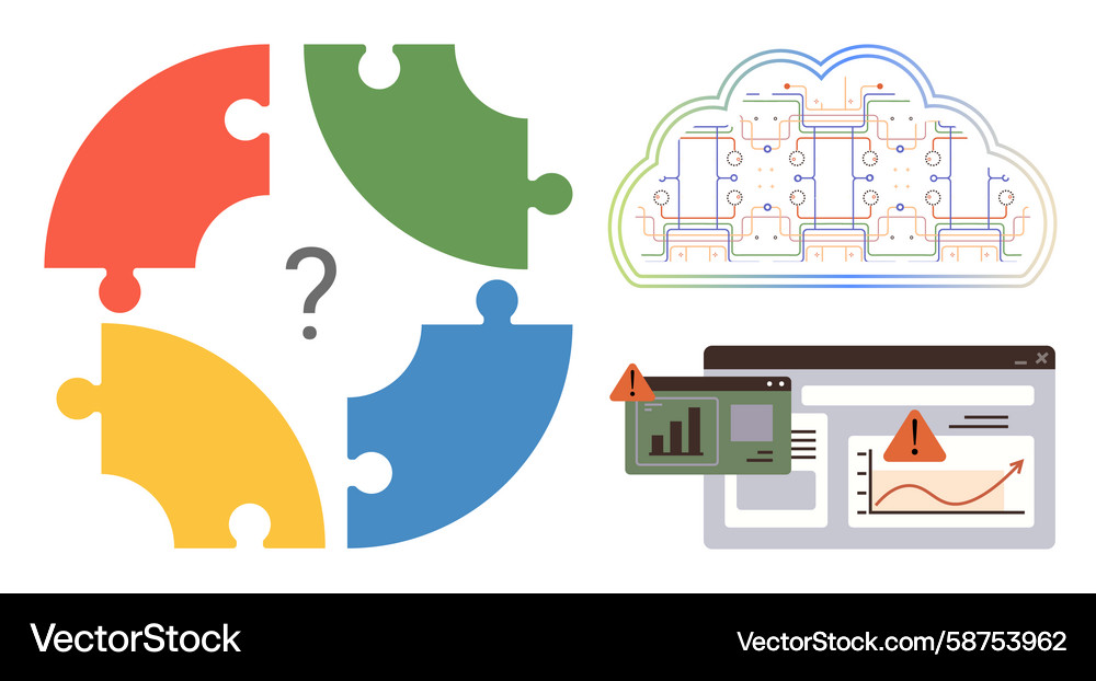 Cloud Computing Problem Solving Vector Image