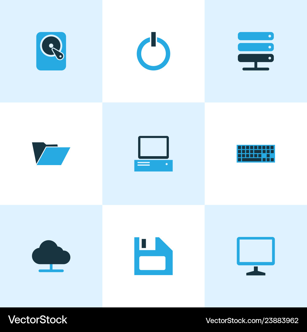 Computer icons colored set with server diskette Computer icons colored set with server diskette vector image