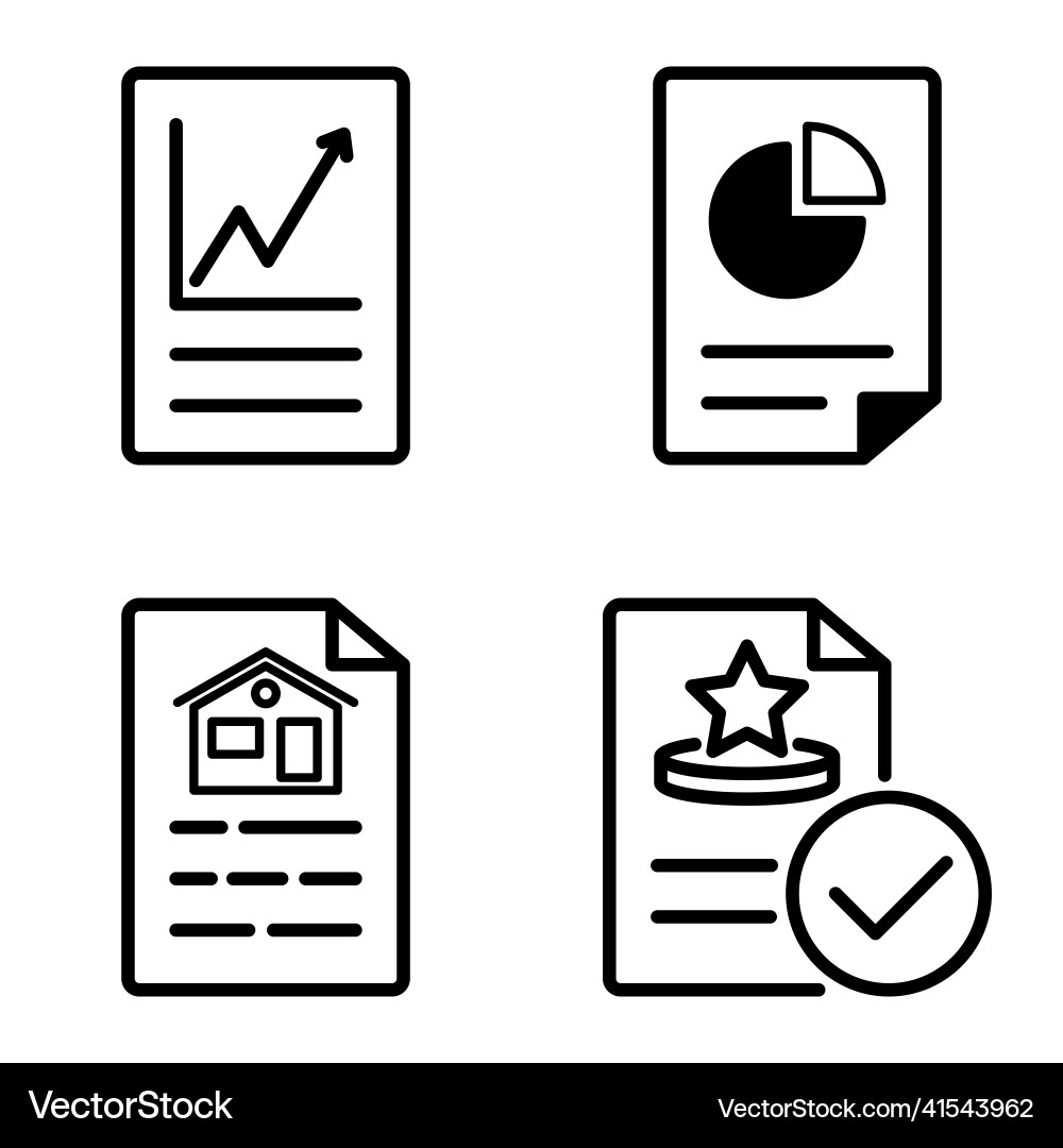 Docs1-2 flat icon set isolated on white background Vector Image