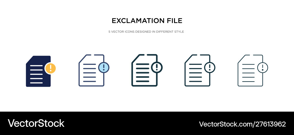 Exclamation file icon in different style two Exclamation file icon in different style two vector image
