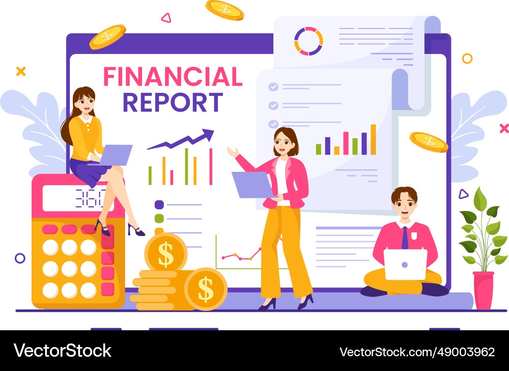 Financial report with data charts graphs Vector Image
