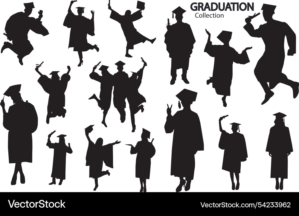 Graduation silhouettes Royalty Free Vector Image