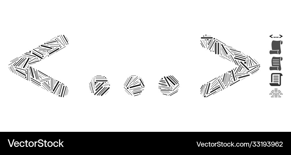 Hatch collage inline code icon Hatch collage inline code icon vector image