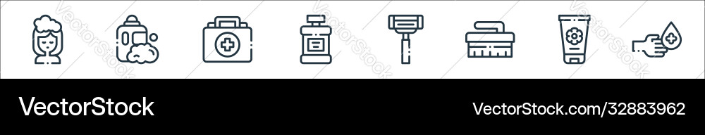 Hygiene routine line icons linear set quality Vector Image