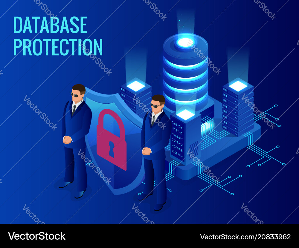 Isometric Database Security Server Room vector image
