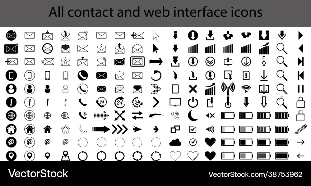 Kontakt- und Web-Interface-Icons Kontakt- und Web-Interface-Icons vektorbild