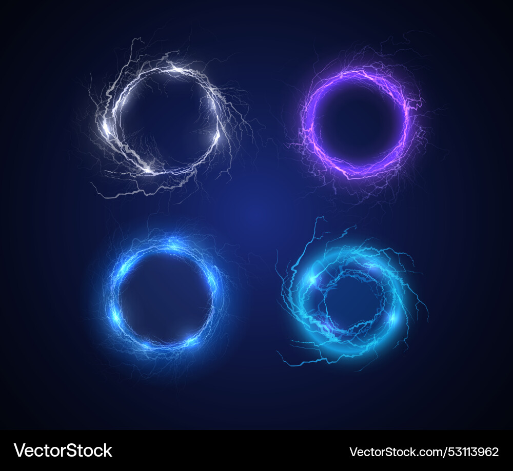 Lightning round frame different colors set vector image