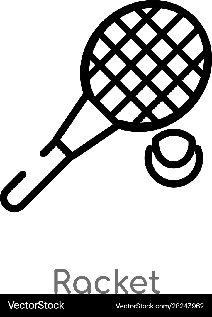 Outline racket icon isolated black simple line vector image
