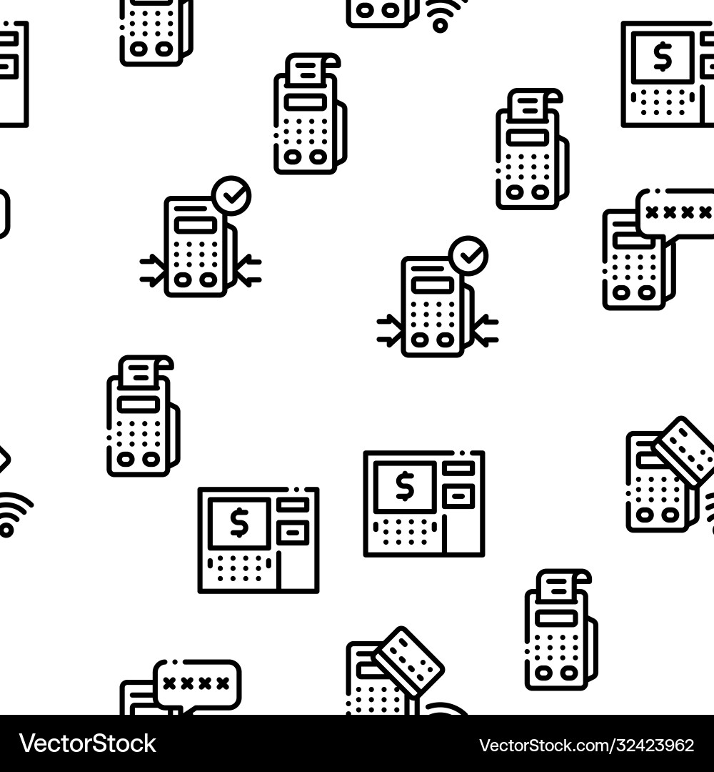 Pos terminal device seamless pattern Vector Image