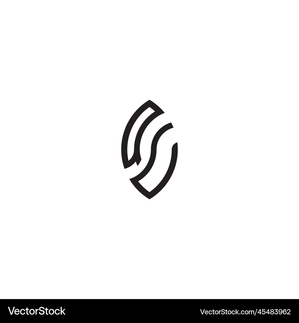 Qu leaf shape line initial concept with high vector image
