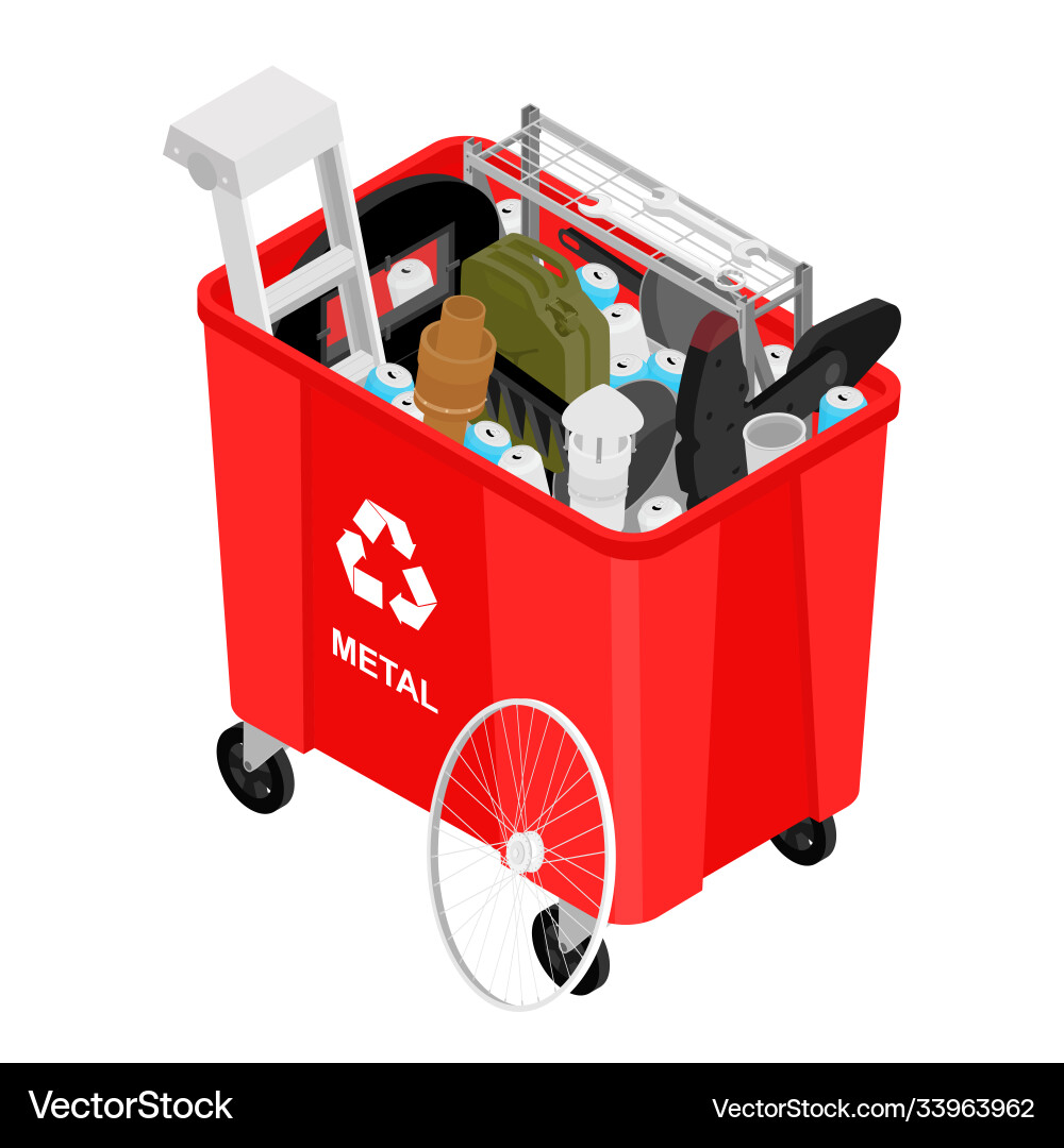 Red can with sorted metal garbage icon Red can with sorted metal garbage icon vector image