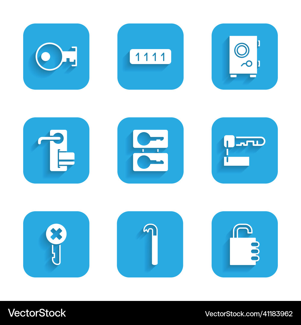 Set casting keys crowbar safe combination lock vector image