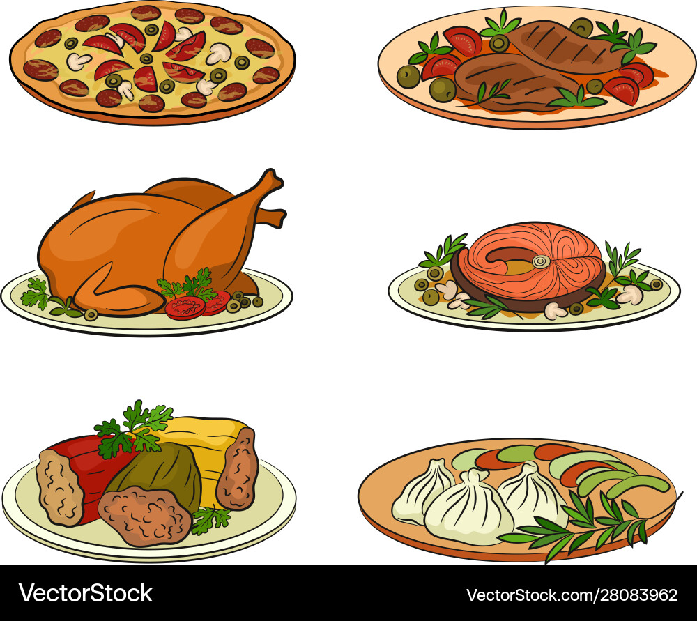 Set food objects Set food objects vector image