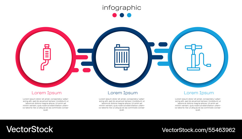 Set line car muffler radiator cooling system Vector Image