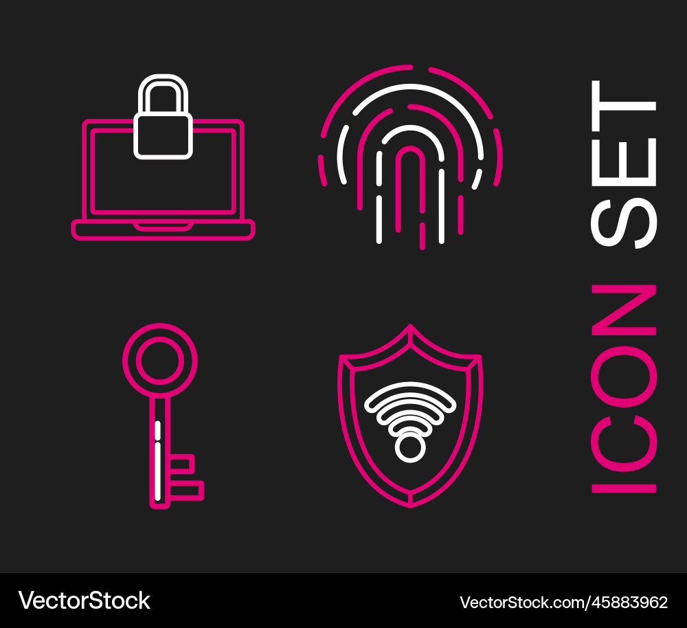 Set line shield with wifi wireless internet vector image