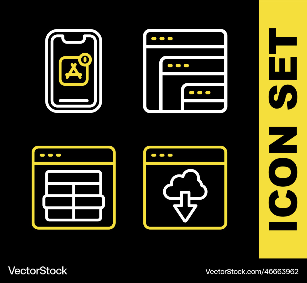 Set line software cloud technology data transfer Set line software cloud technology data transfer Vector Image