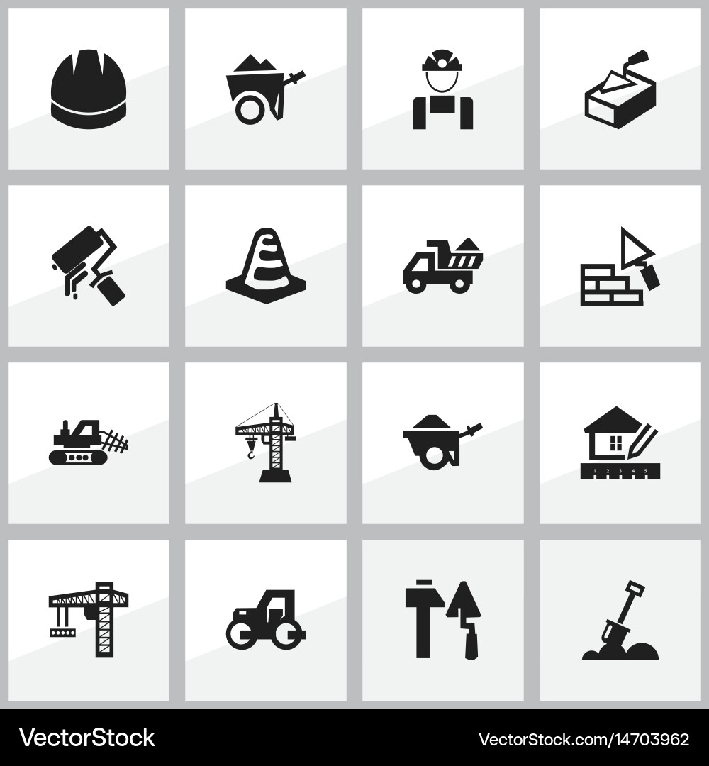 Set of 16 editable structure icons includes vector image