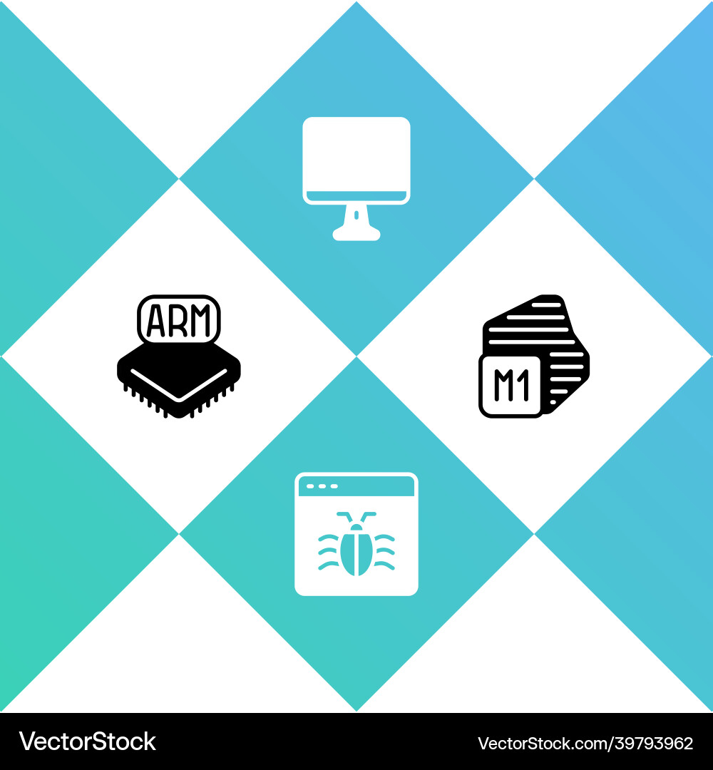 Set processor system bug computer monitor screen Set processor system bug computer monitor screen vector image