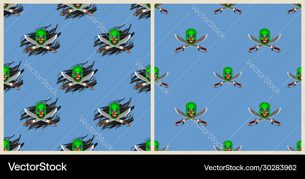 Set seamless patterns without a mask horrible face vector image