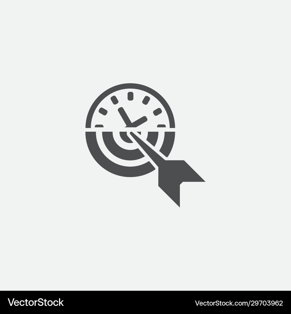 Time Target Icon - Arrow & Clock vector image