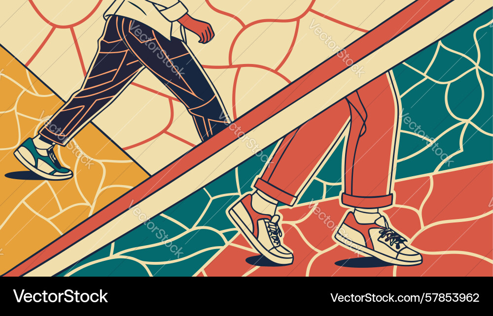 Uphill runner geometric path design generative ai Vector Image