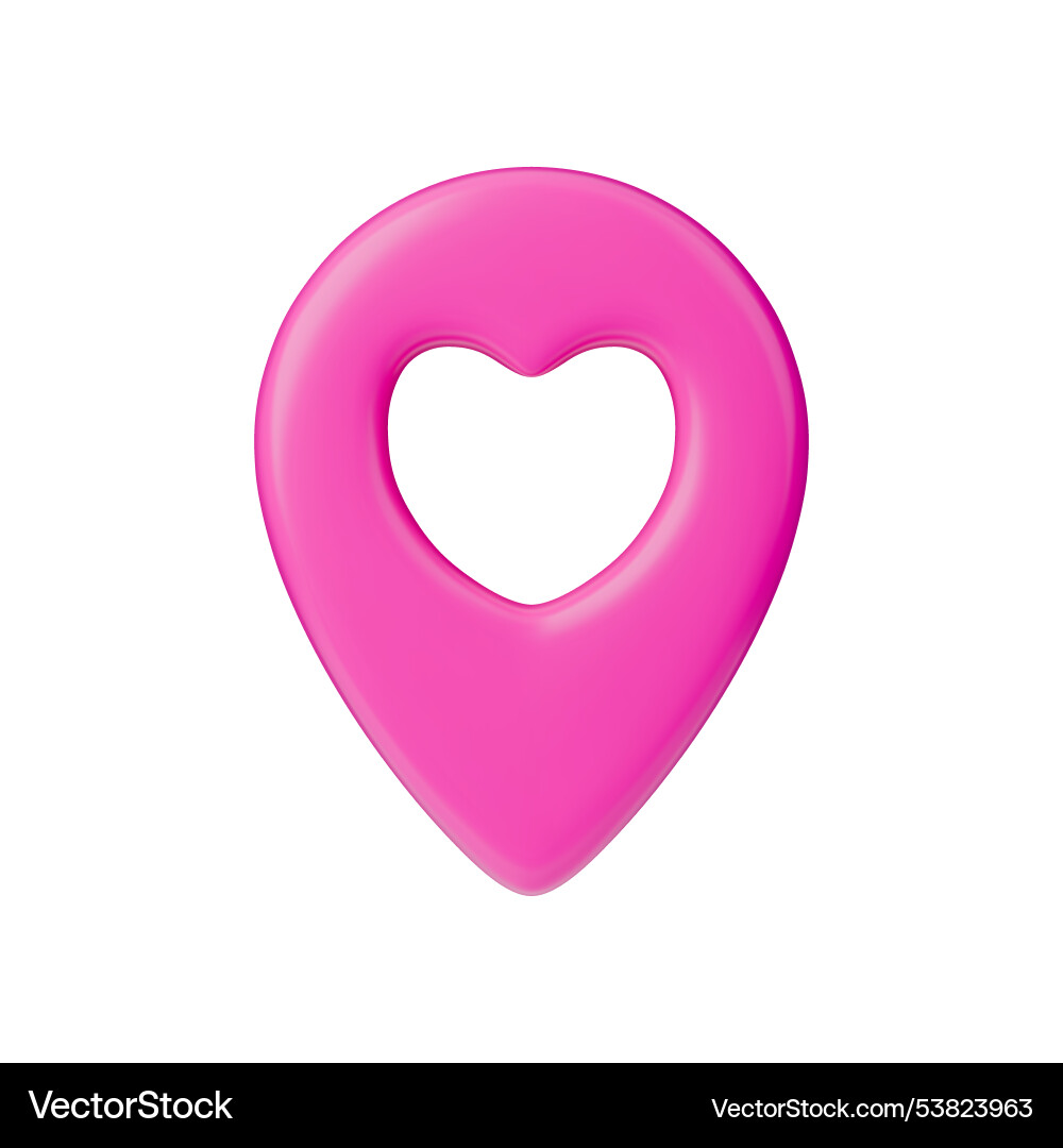3d realistic pin with heart inside 3d realistic pin with heart inside vector image
