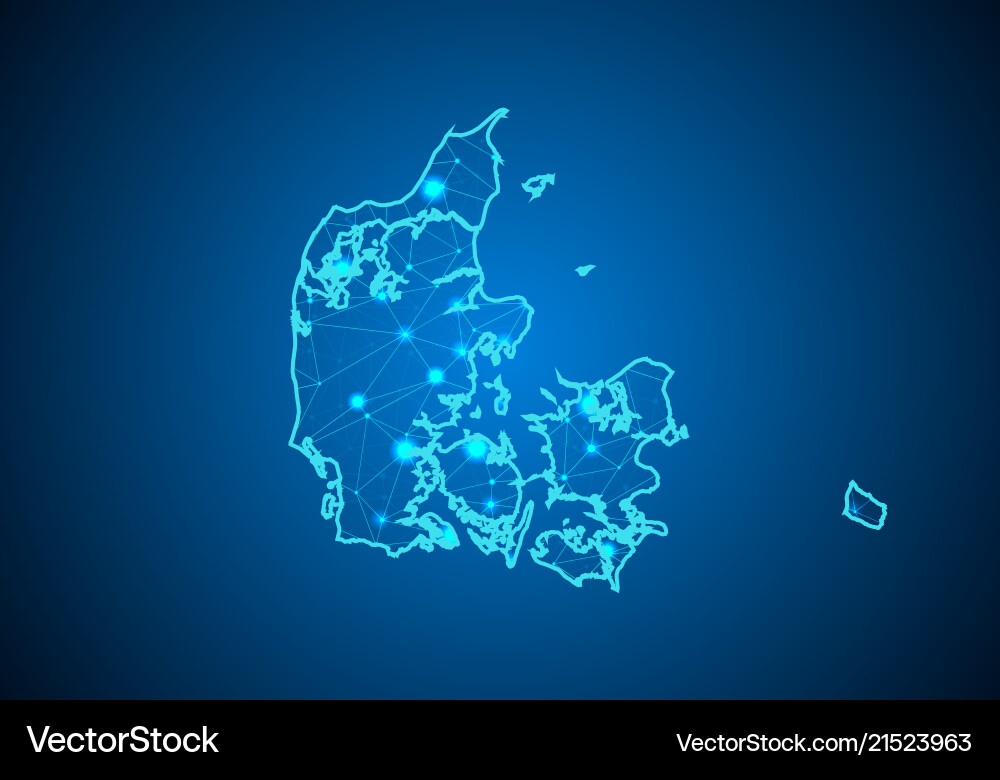 Abstract Network Globe with Denmark Map vector image