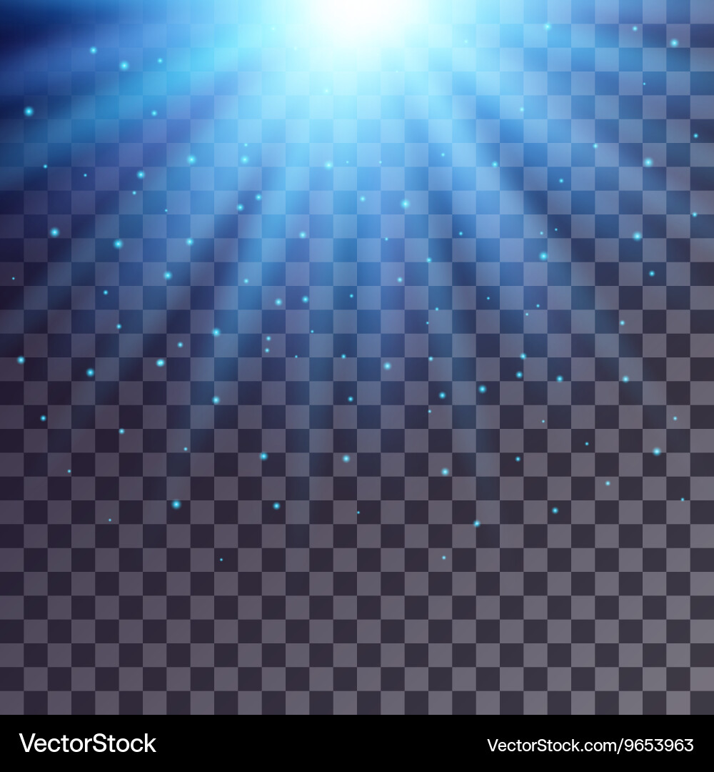 Blue rays from top with shiny particles vector image