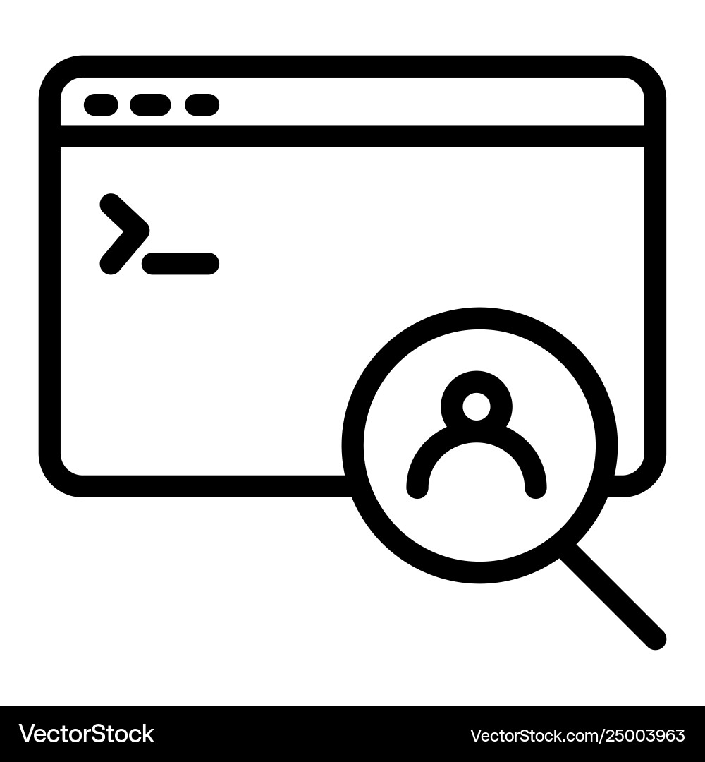 Computer window and user search line icon browser Computer window and user search line icon browser Vector Image