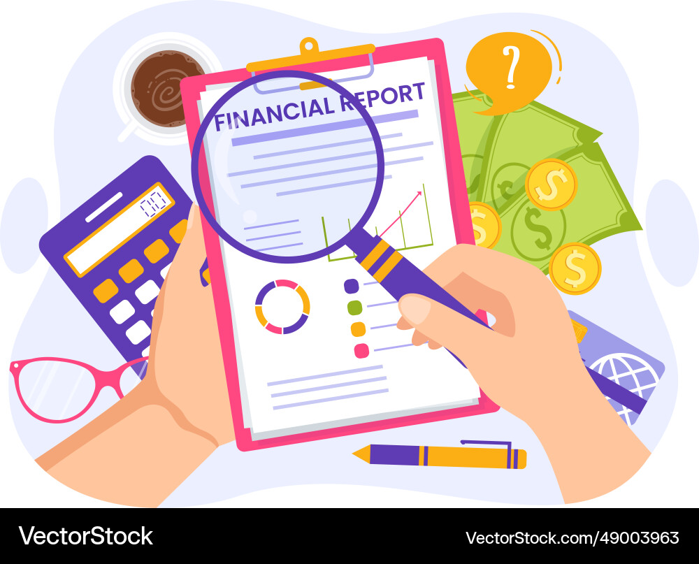 Financial report with data charts graphs Vector Image