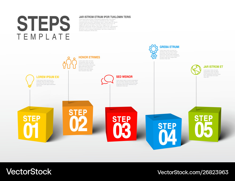 Five steps template with cubes Five steps template with cubes vector image