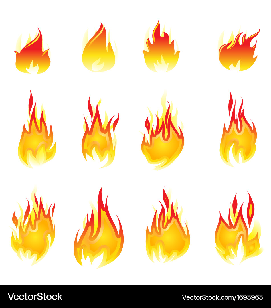 Flame Collection - Fire Icons Vector Image