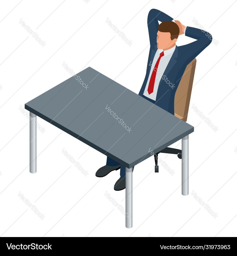 Isometric businessman isolated on write creating vector image