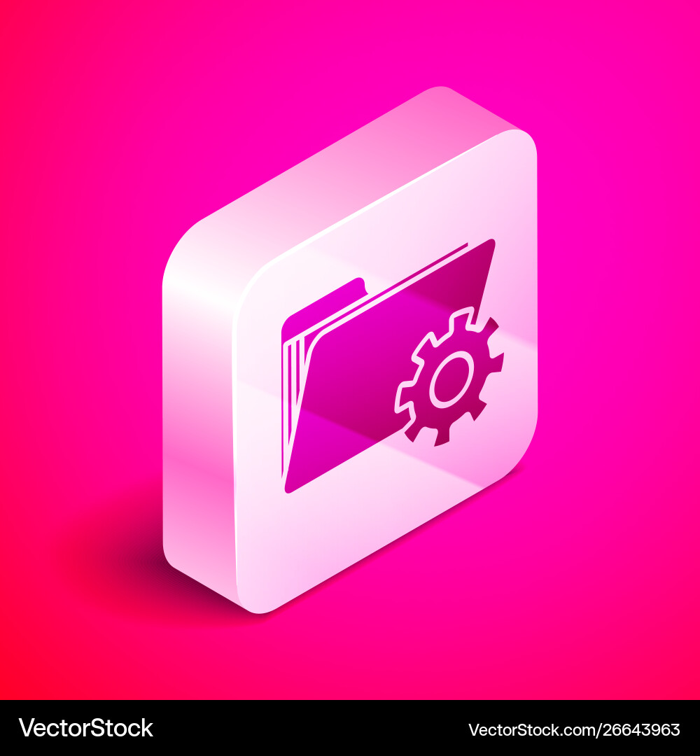 Isometric folder settings with gears icon isolated vector image