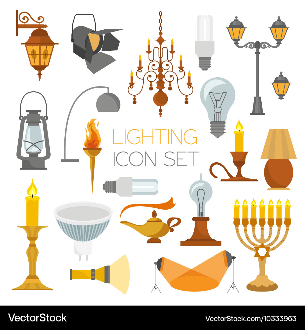 Lighting elements icon set vector image