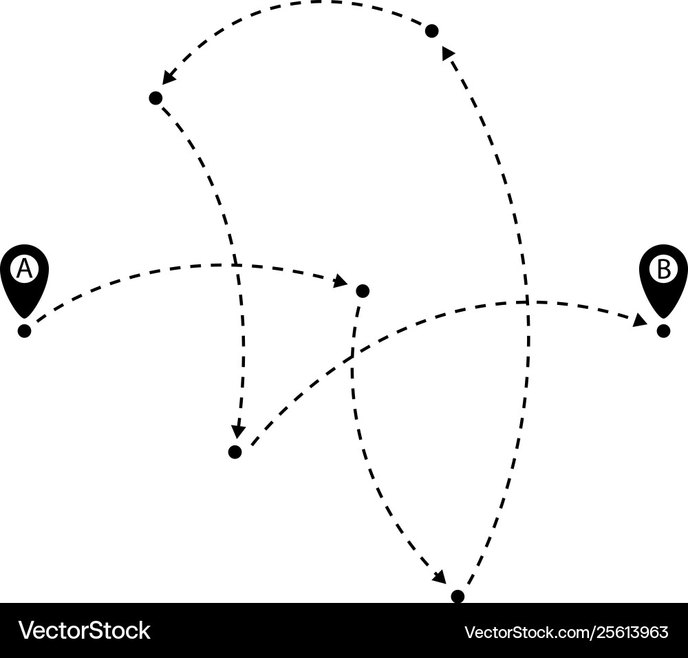 Map Route with Pins vector image