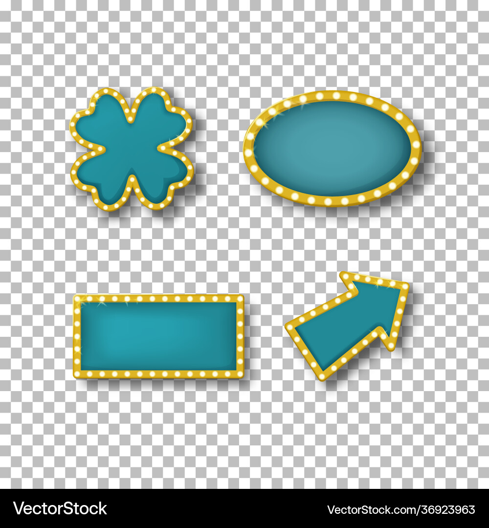 Neon frames in form clover leaf oval rectangle Neon frames in form clover leaf oval rectangle Vector Image