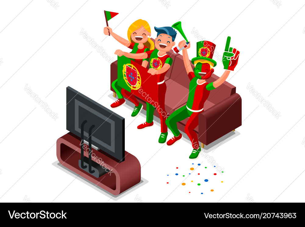 Russia world cup portuguese supporter vector image