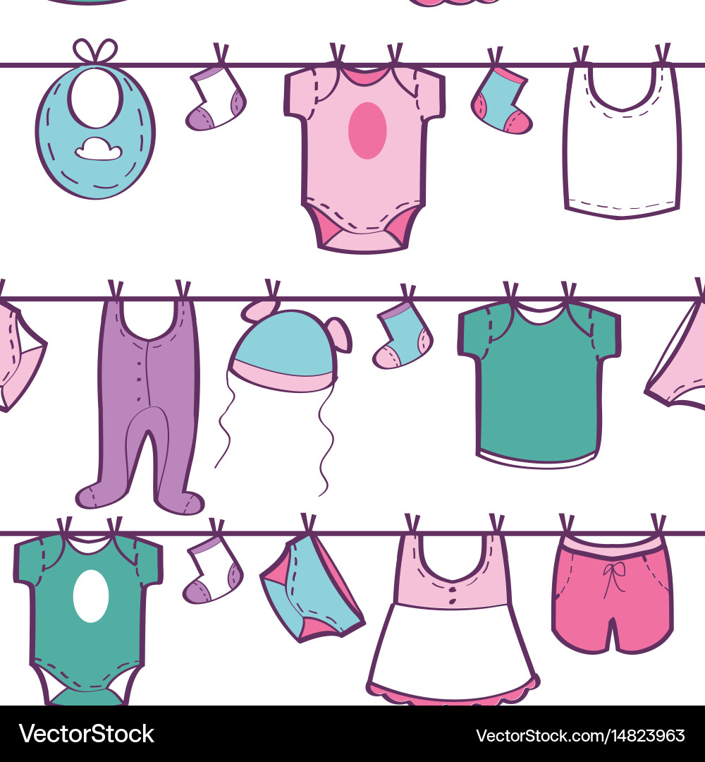 Seamless pattern with baby clothes Royalty Free Vector Image