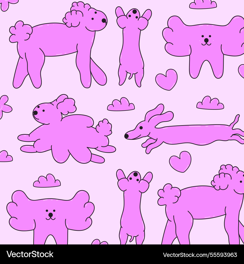 Seamless pattern with bubble abstract shapes dog Vector Image