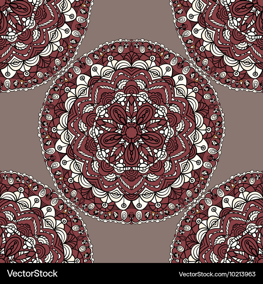 Seamless pattern with mandala circular elements vector image