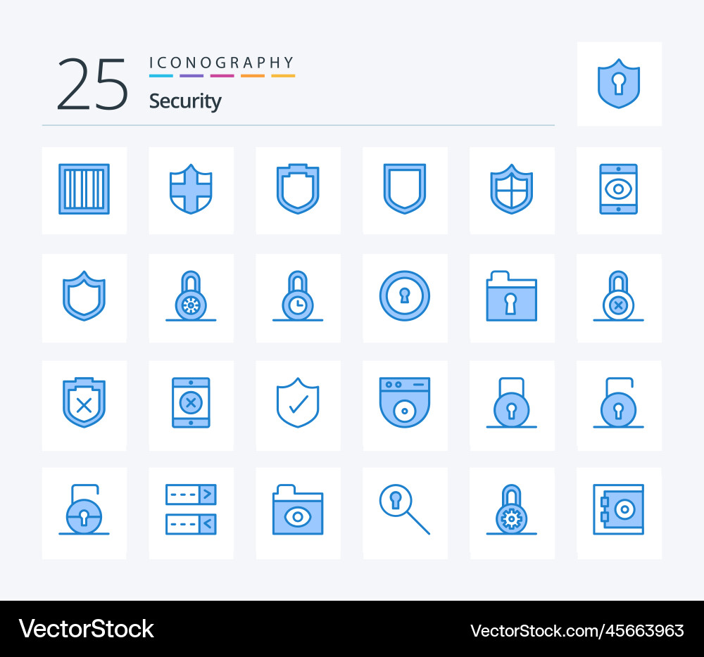 Security 25 blue color icon pack including Vector Image