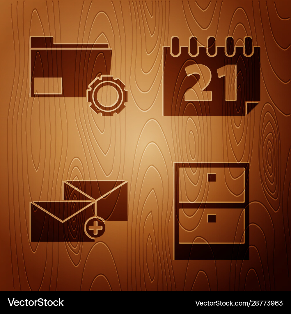 Set archive papers drawer folder settings vector image