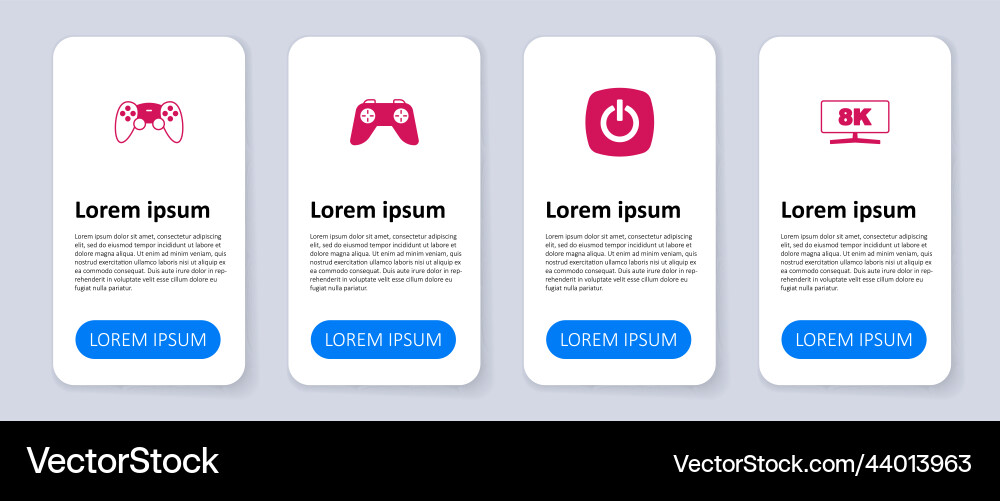 Set computer monitor power button game controller Set computer monitor power button game controller vector image