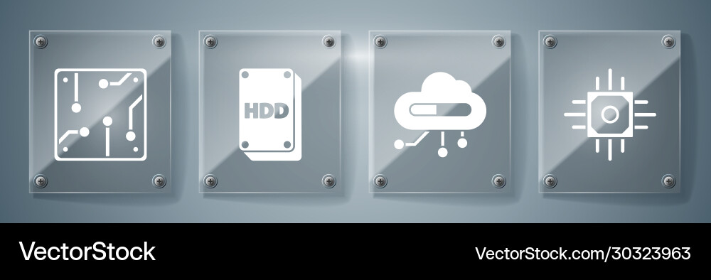 Set processor internet things hard disk drive Set processor internet things hard disk drive vector image
