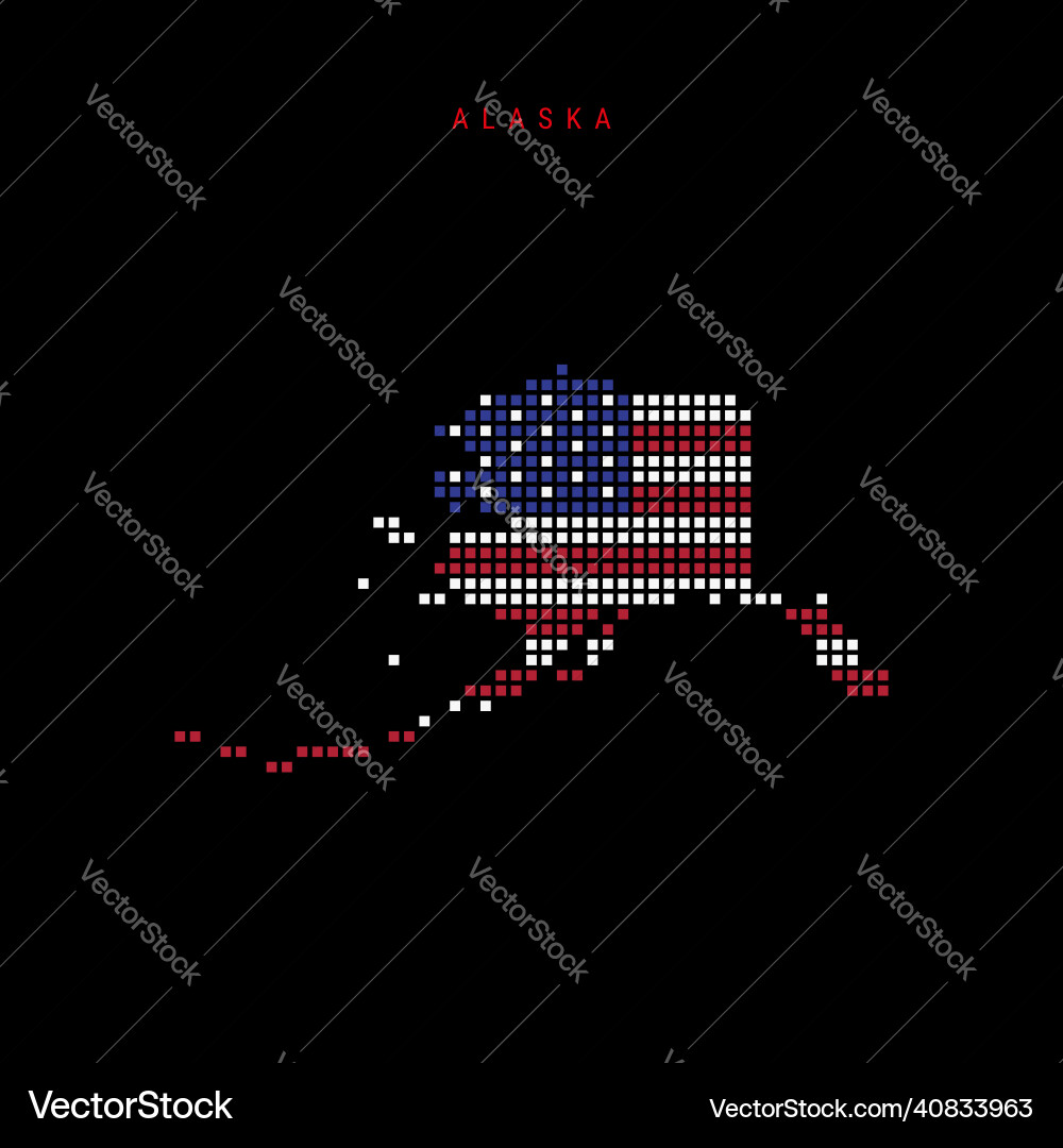 Square dots pattern map of alaska dotted pixel Square dots pattern map of alaska dotted pixel vector image