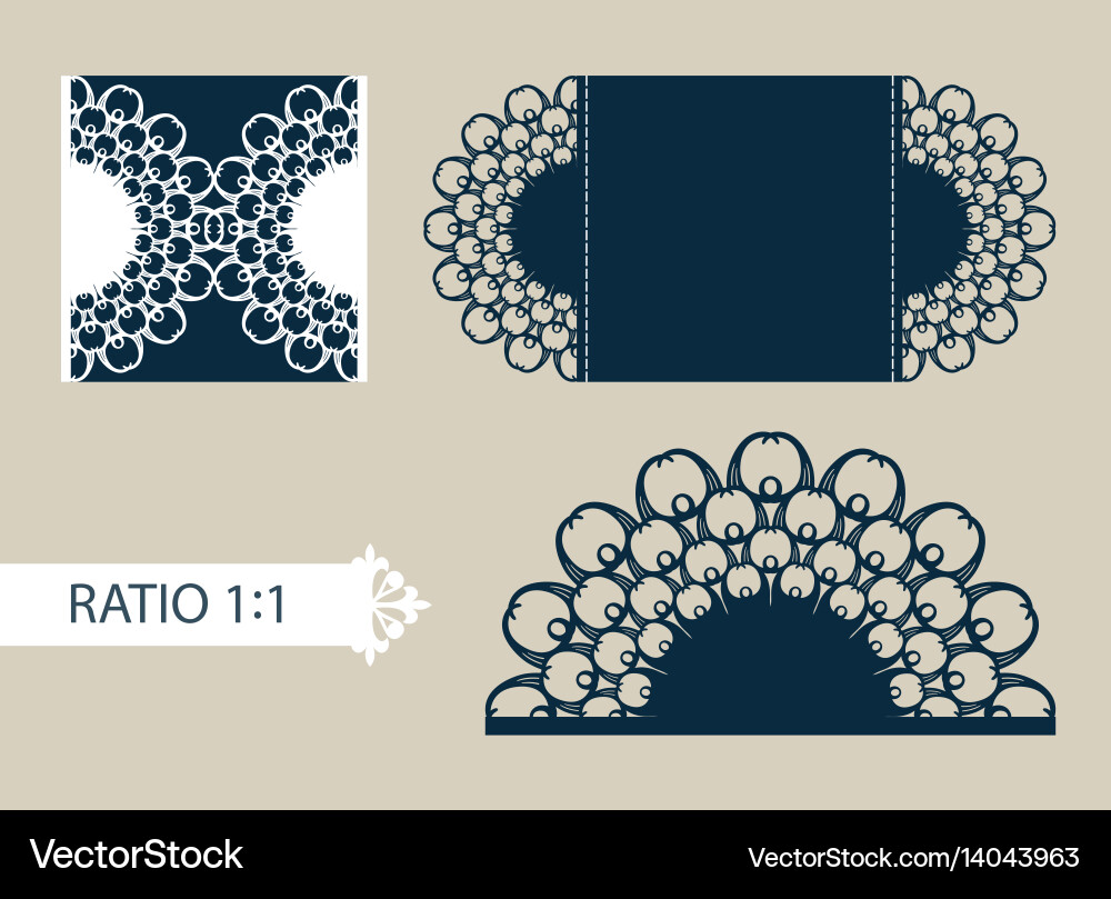 Template greeting card with openwork pattern Vector Image